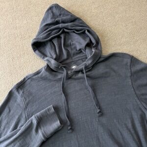 Faherty Hooded Shirt Mens Small Blue Long Sleeve Pullover Organic Cotton